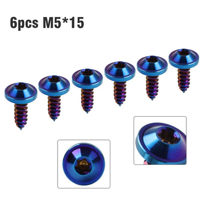 6pcs M5x15mm Titanium Torx Head Self Tapping Screws for Fastening Blue