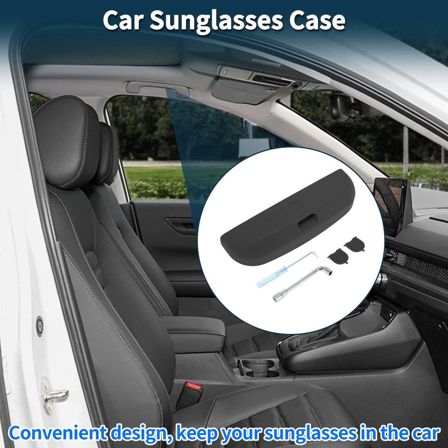 Sunglasses Case for Volvo XC60 Eyeglasses Holder Storage Box Black (2016-2024)