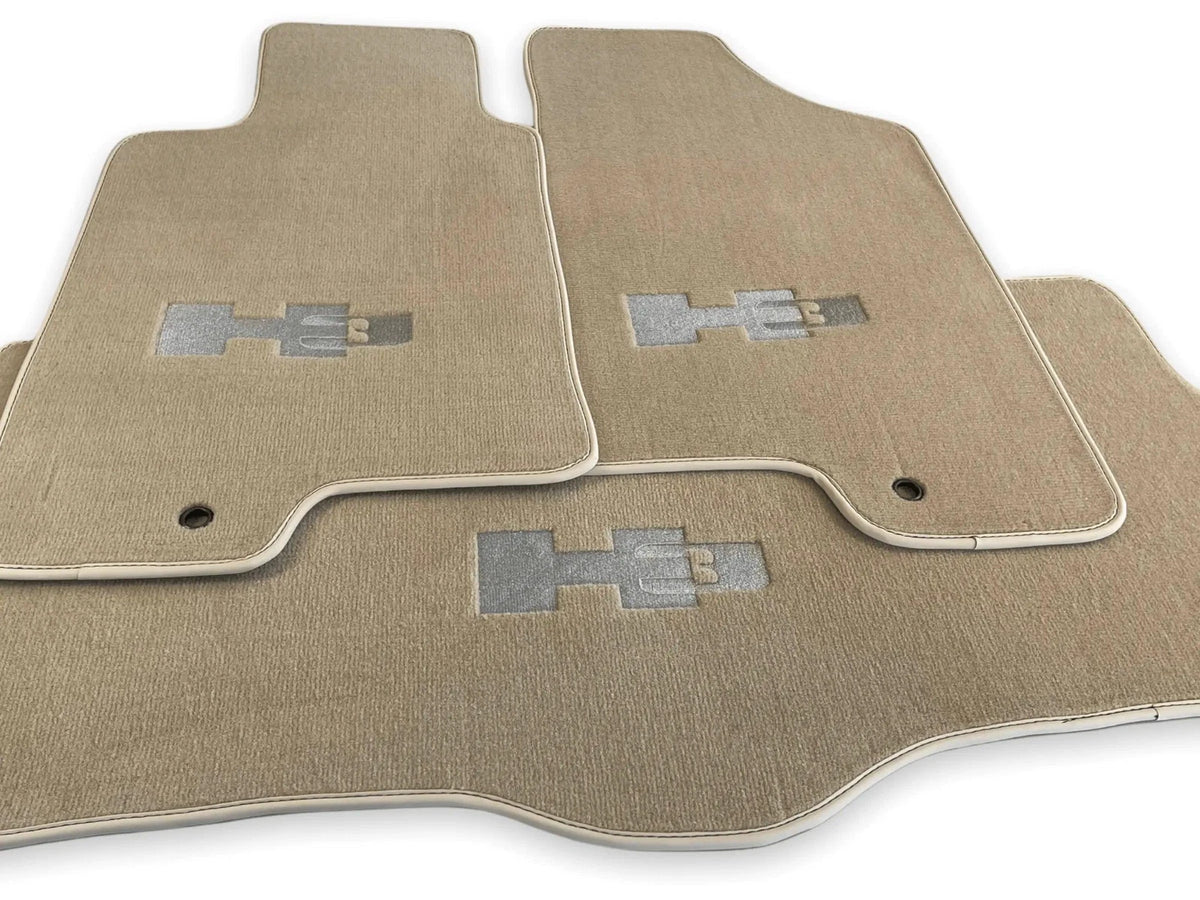 Beige Floor Mats for Hummer H3 Tailored Carpets with H3 Emblem (2005-2010)