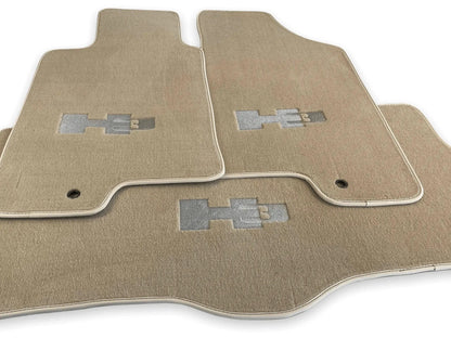 Beige Floor Mats for Hummer H3 Tailored Carpets with H3 Emblem (2005-2010)