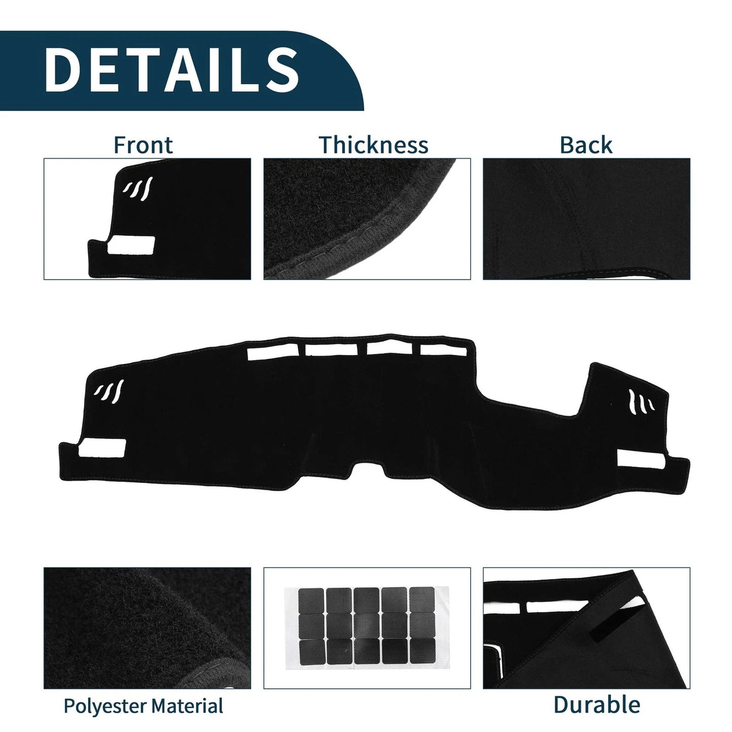 Dashboard Cover Mat for Toyota Harrier 20-24 Black 1 Set