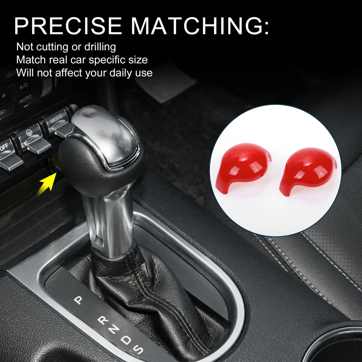 Gear Shift Knob Cover for Ford Mustang 2015-2023 Red Console 1 Set