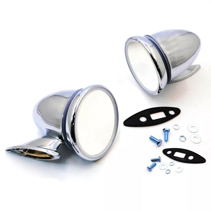 Chrome Torpedo Bullet Wing Door Mirrors x2 for  Classic Car Model