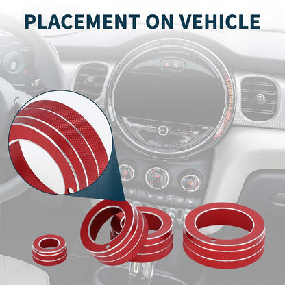 AC Media Volume Switch Knob Cover Ring for Mini Cooper (2014-2022) 4 x Pcs