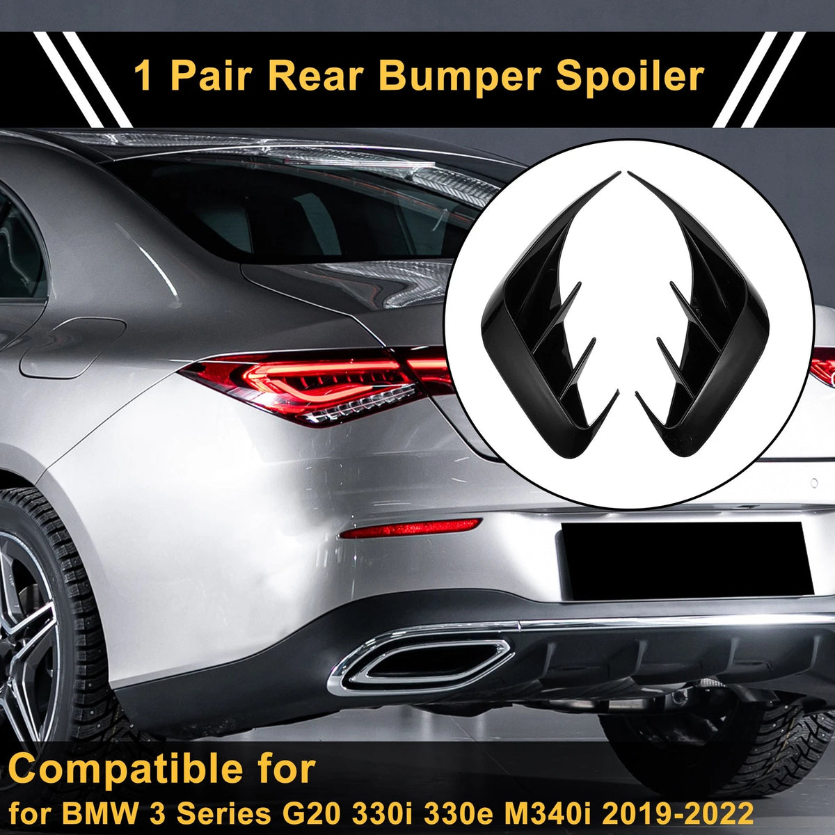 Rear Bumper Spoiler for BMW 3 Series G20 330i 330e M340i Gloss Black ABS