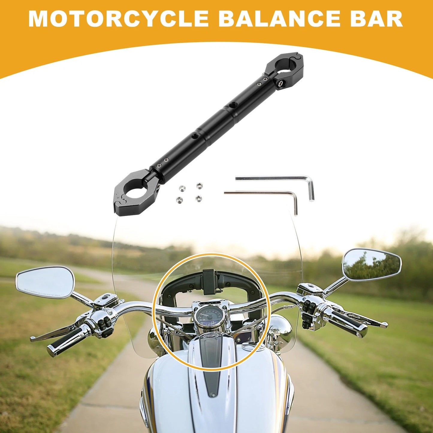 Set Universal Balance Bar Handlebar Aluminum Alloy Black for Motorcycle