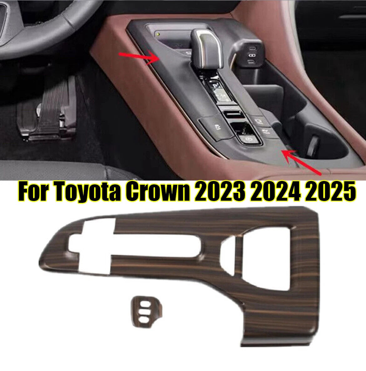 Wood Grain Inner Gear Shift Box Panel Cover Trim for Toyota Crown (2023–2025)
