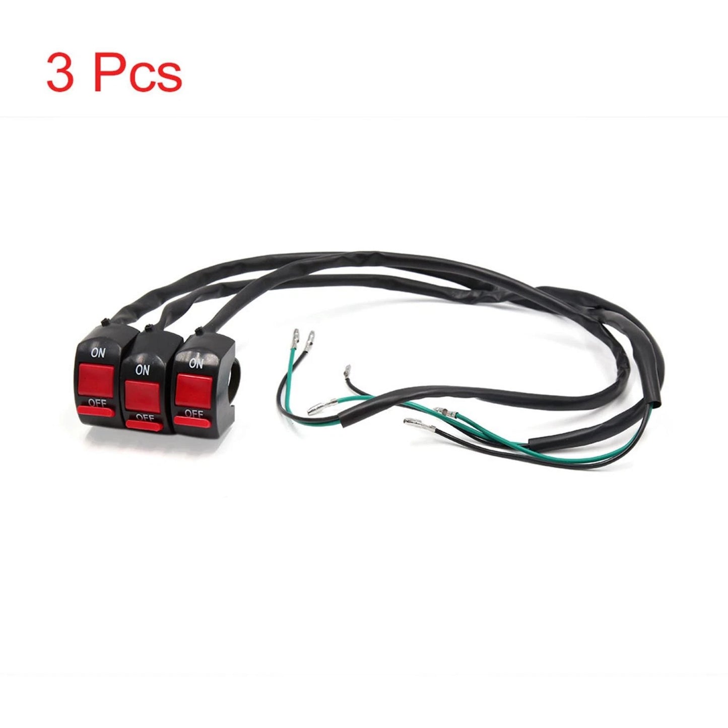3 x Headlight Switch ON-OFF Button for Motorcycle Handlebar