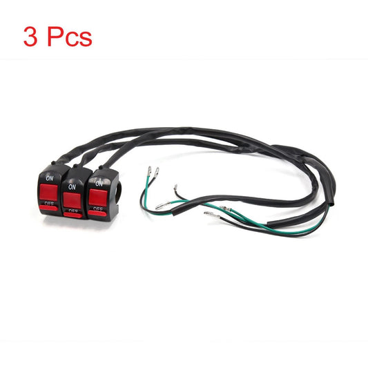 3 x Headlight Switch ON-OFF Button for Motorcycle Handlebar