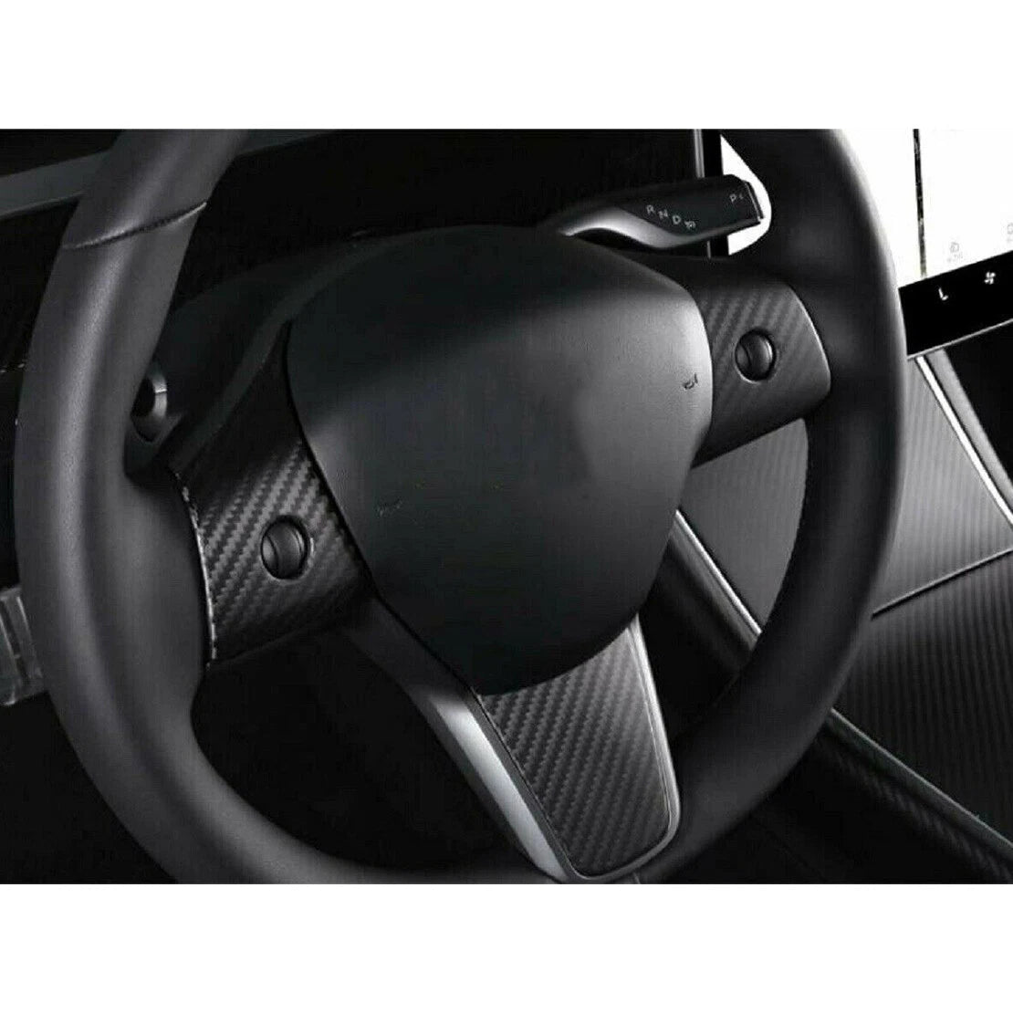 Carbon Fiber Steering Wheel Cover Trim for Tesla Model 3 (2017-2021)