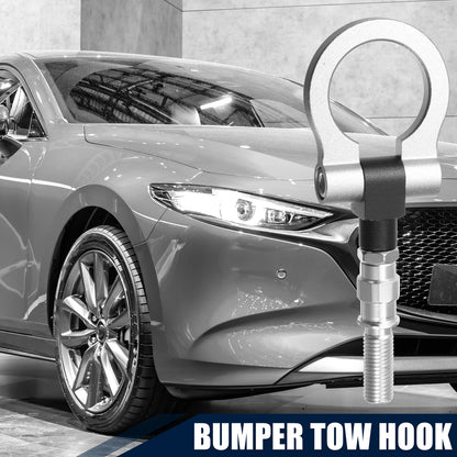 Silver Tone Round Bumper Tow Hook Eye Ring Screw for Mazda 3 (2004-2013)