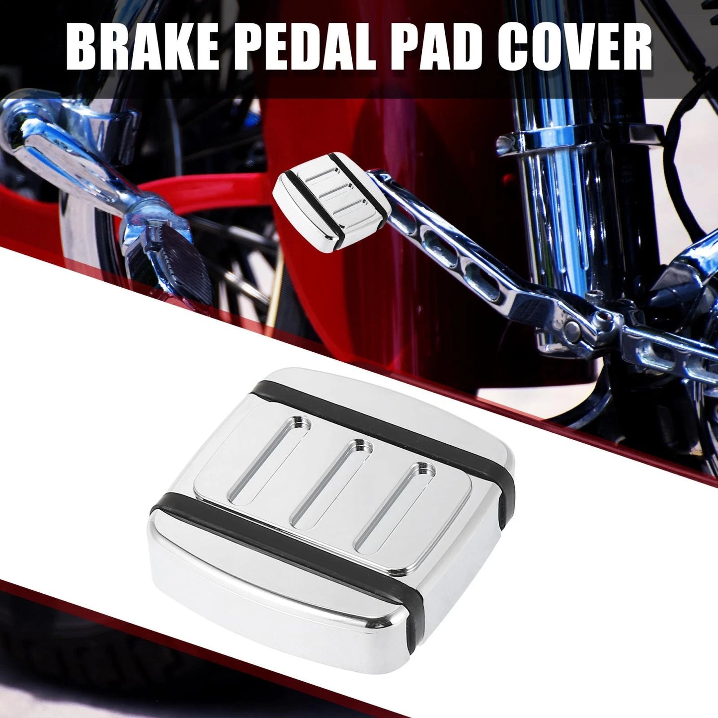 Large Brake Pedal Pad Cover Silver Tone for Harley Davidson Dyna Street 500 750