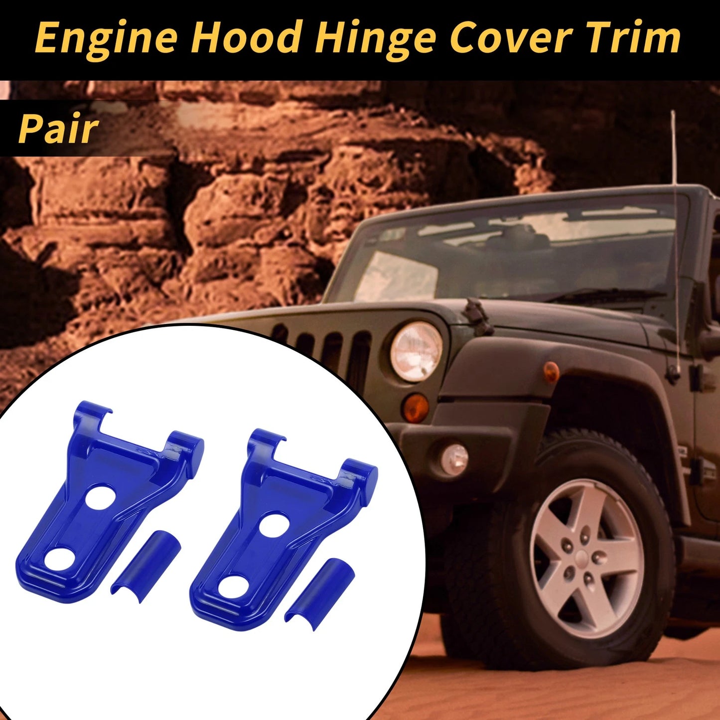 Engine Hood Hinge Covers for Jeep Wrangler JL JLU (2018-2024) - Deep Blue