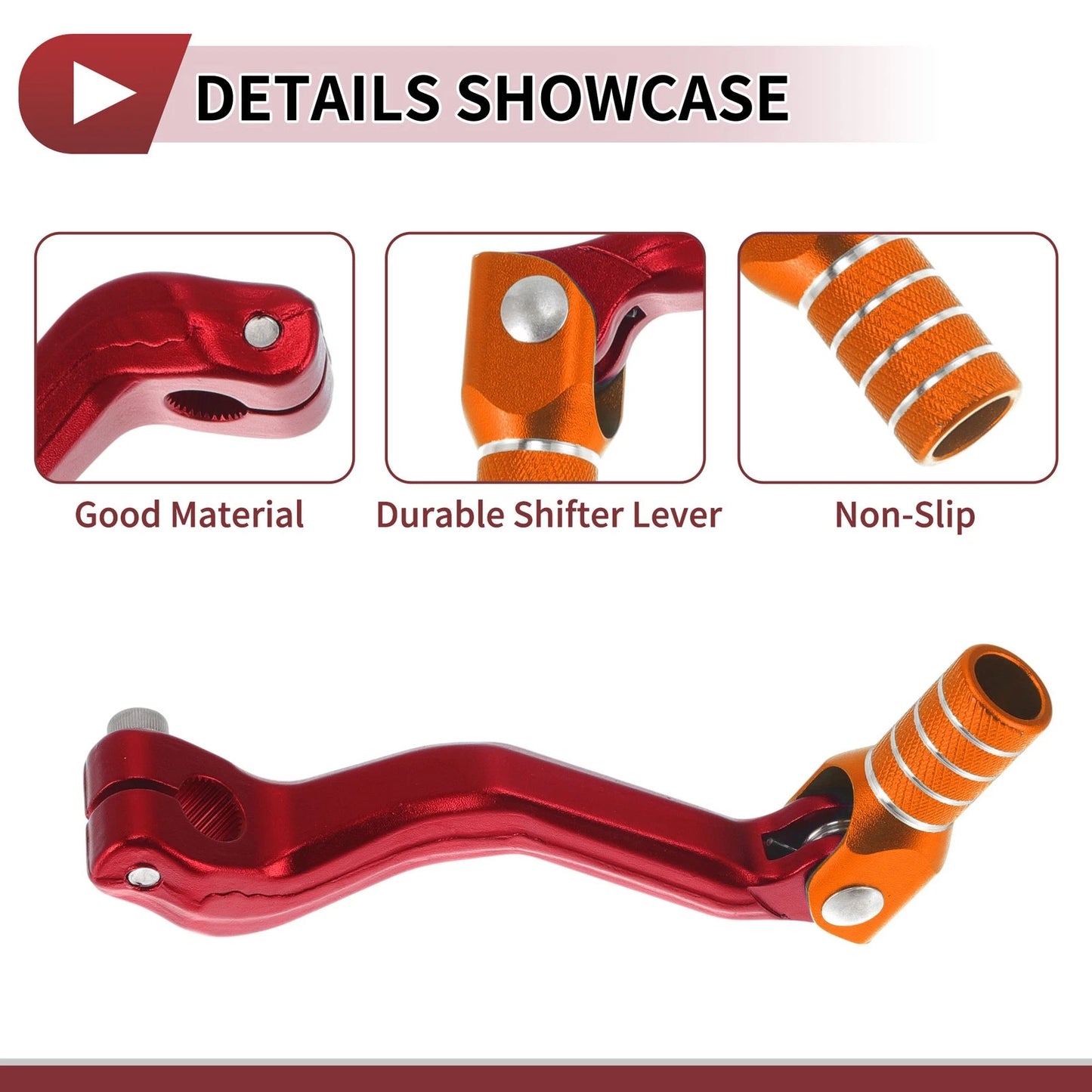 Folding Shifter Lever Red Orange Silver for Kayo T2