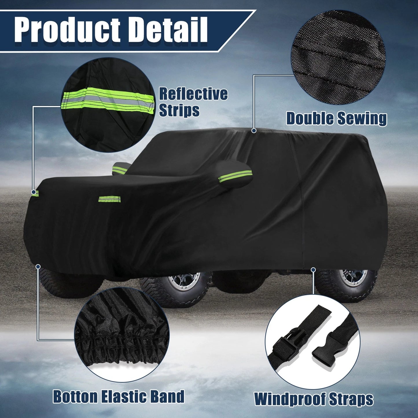 Waterproof Car Cover for Ford Bronco 4 Door 2021-2023 Full Cover with Zipper