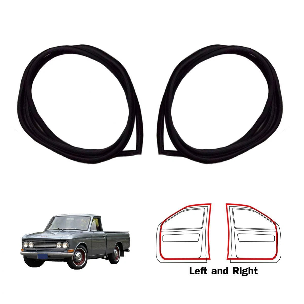 Pair Door Rubber Weatherstrip Fits Datsun 520 521 Ute 1300 Truck Pickup 1966-72
