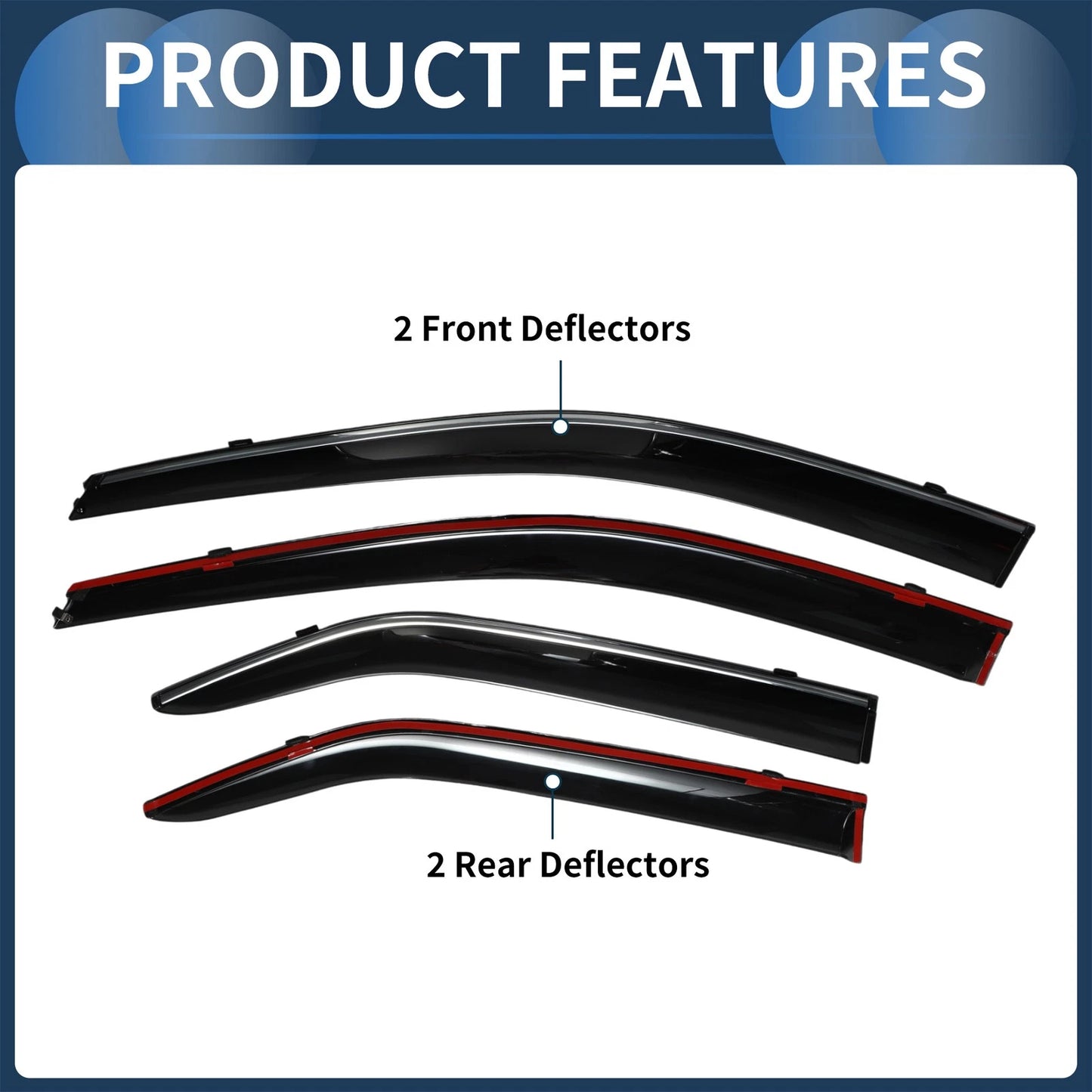 Window Deflectors for Toyota Camry 2012 Side Window Vent Visors Black 1 Set