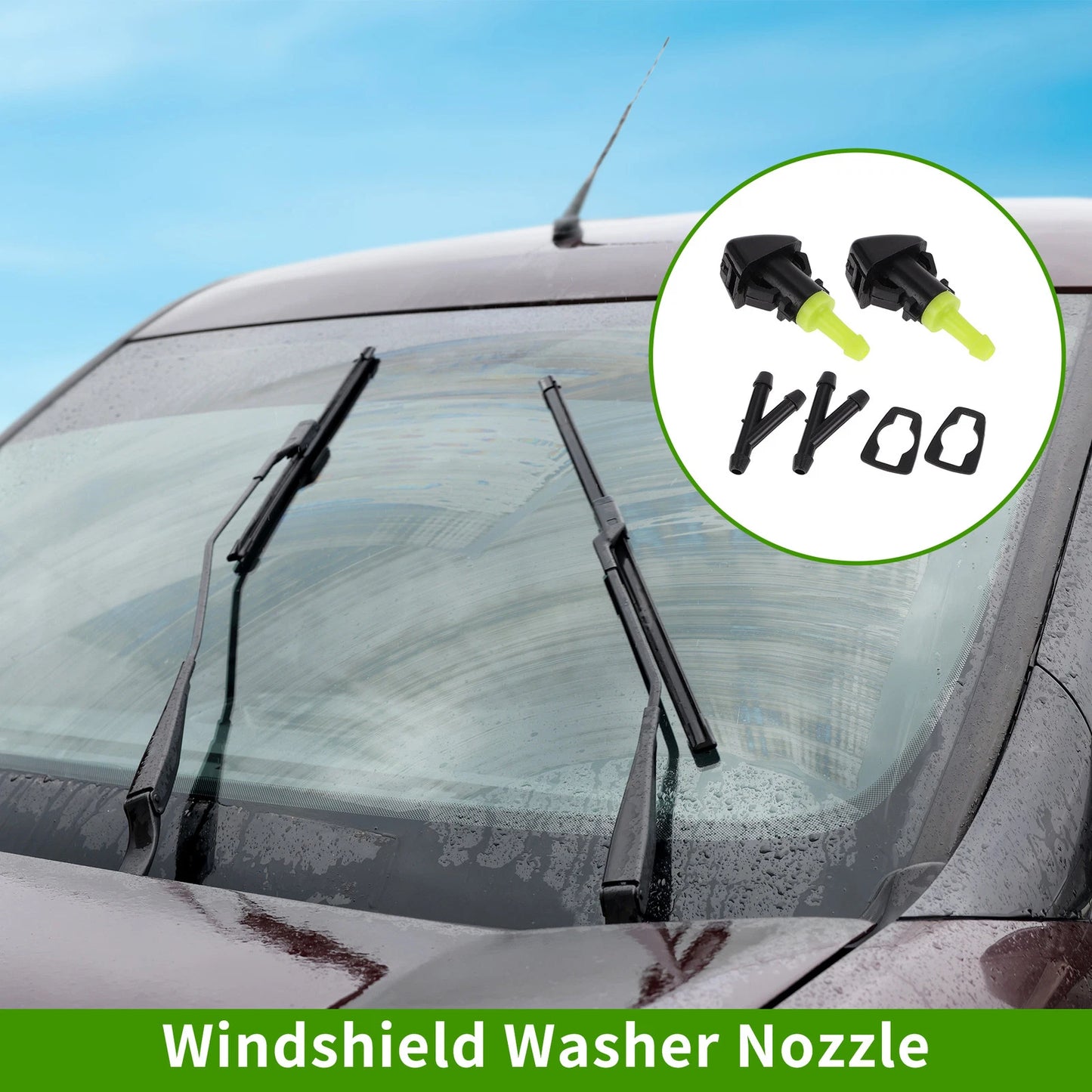 Windshield Washer Nozzle & 2 x Hose Connectors for Jeep Patriot (2007-2017)