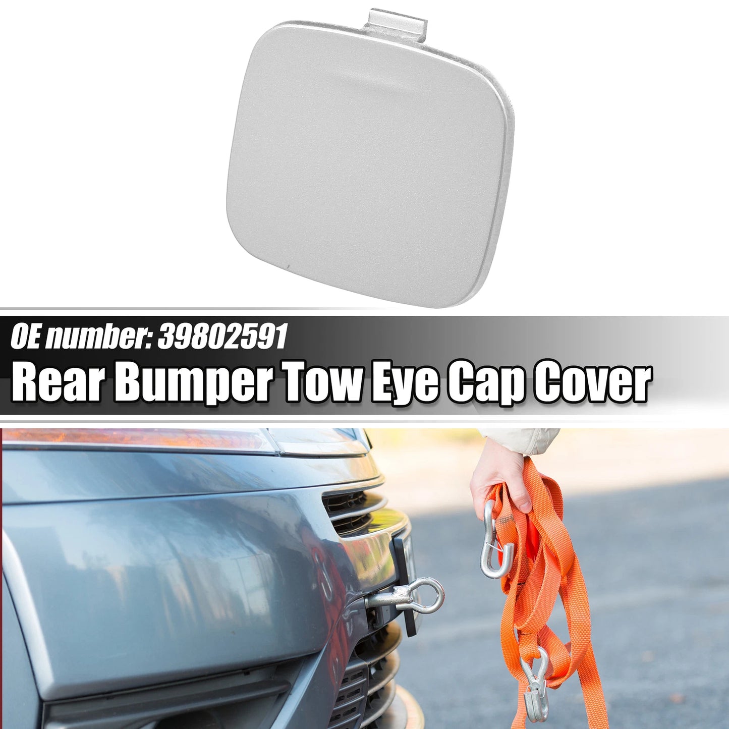 Rear Bumper Tow Hook Eye Cap Cover for Volvo S60 (2011-2018) Silver Tone