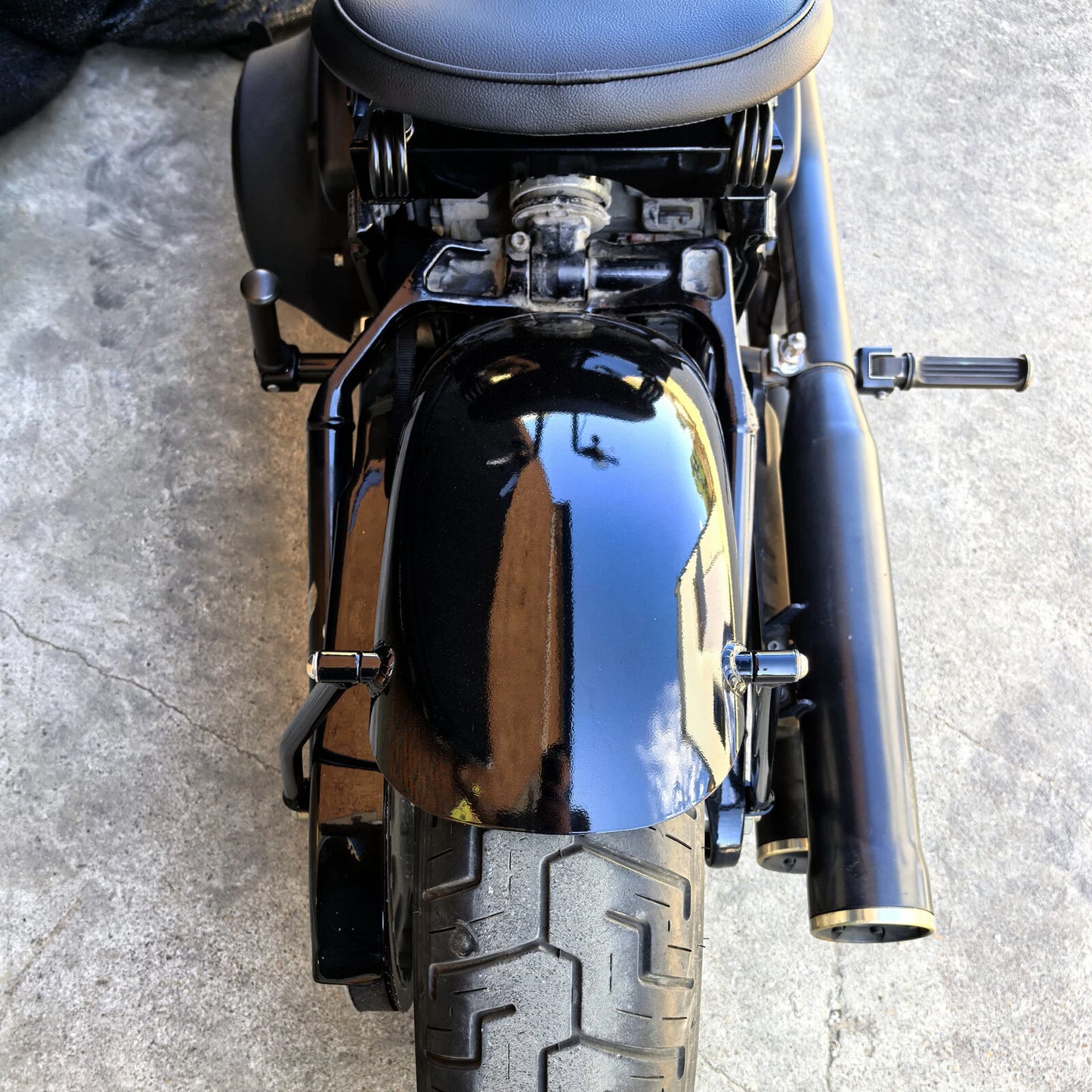 Black Rear Fender Mudguard Kit for Harley Street Bob FXBB (2019-2024)