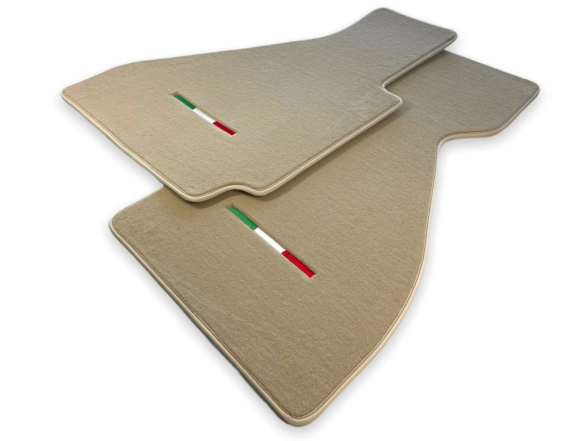 Beige Floor Mats for Ferrari 328 GTB (1985-1989) - Tailored Carpets with Emblem