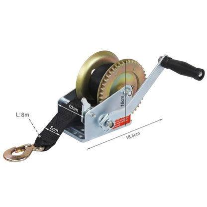8M Synthetic Strap Hand Winch for Pickup ATV Boat Trailer