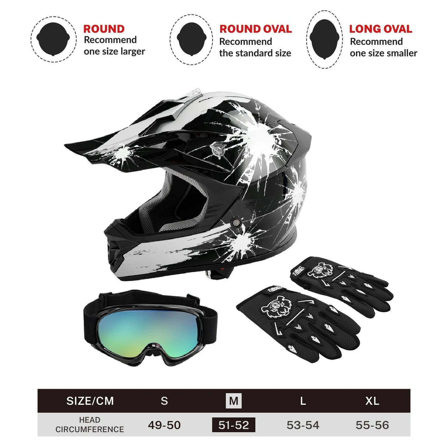 Youth ATV Helmet Full Face Off Road Dirt Bike for Kids S M L XL