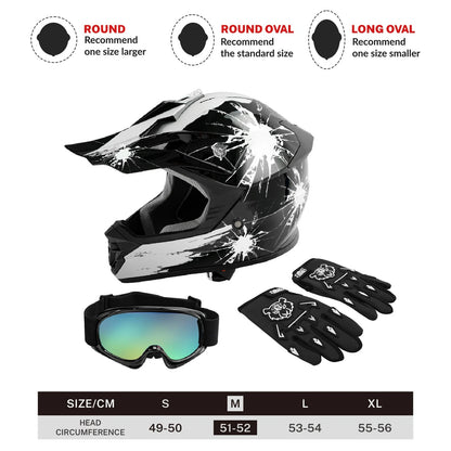 Youth ATV Helmet Full Face Off Road Dirt Bike for Kids S M L XL