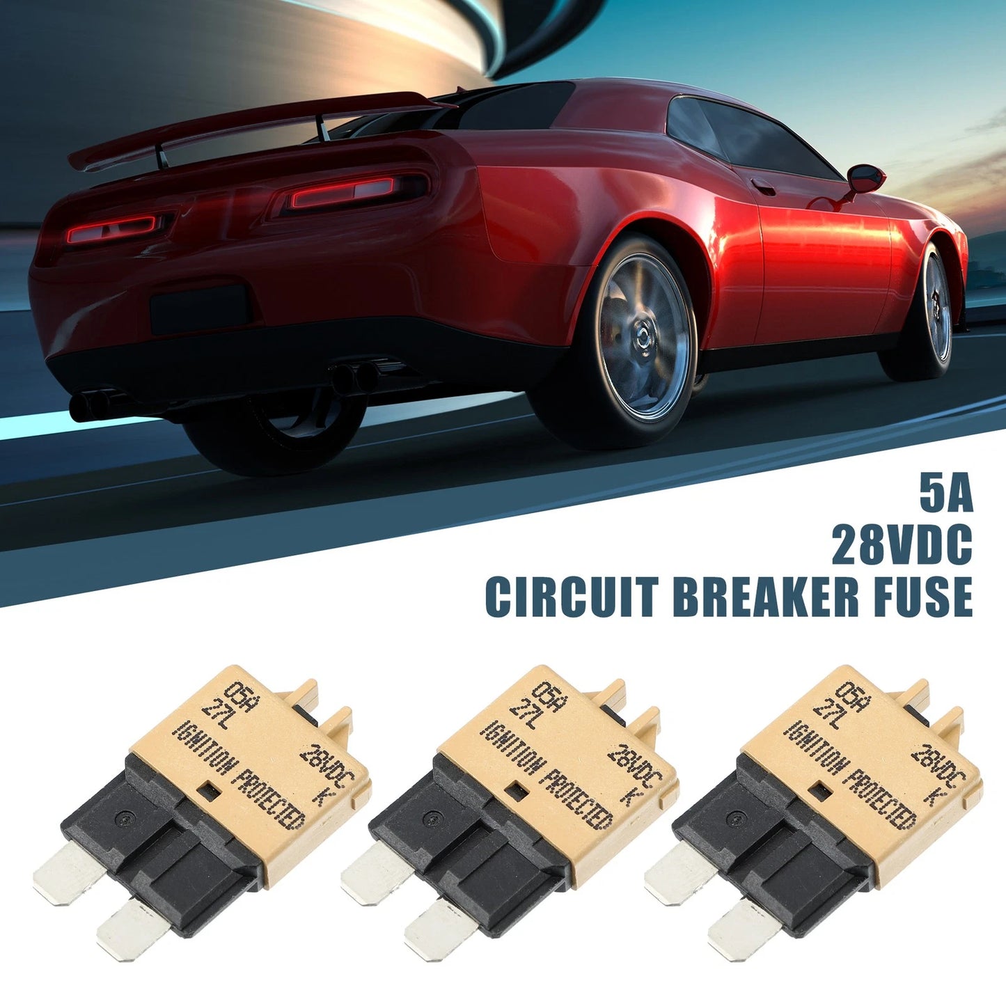 3Pcs 5A Circuit Breaker Blade Style Fuse for Car Marine 28V