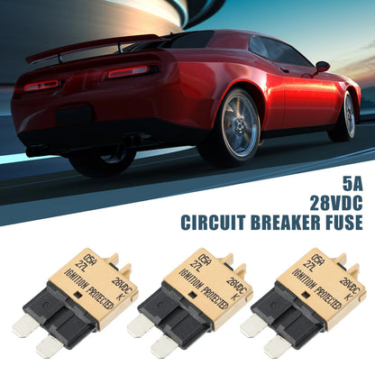 3Pcs 5A Circuit Breaker Blade Style Fuse for Car Marine 28V