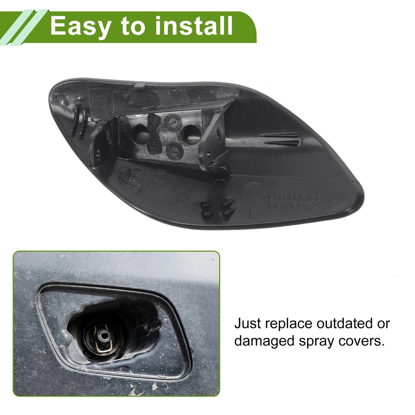 Washer Nozzle Cover Cap for Porsche Cayenne Silver Tone