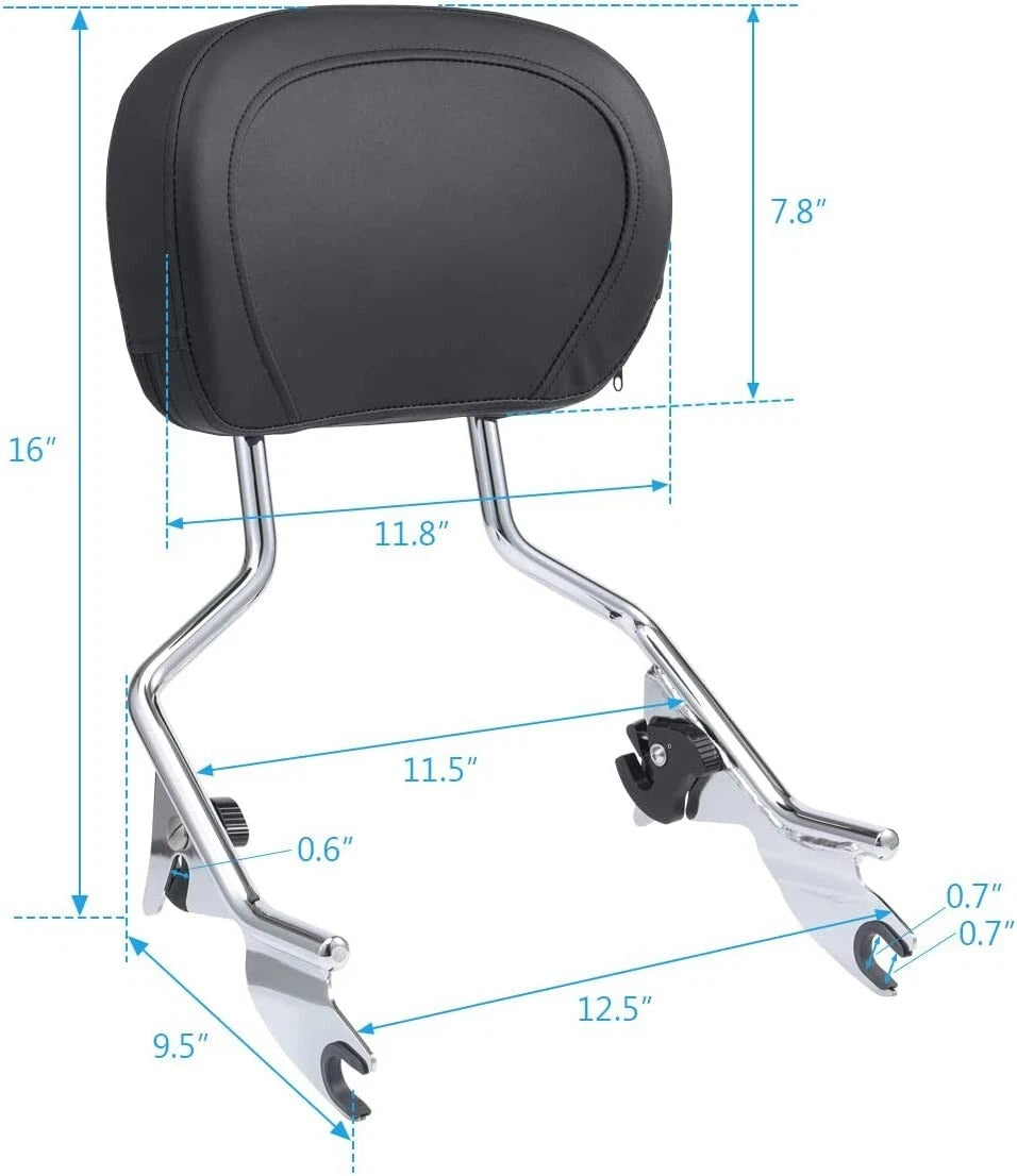 Chrome Sissy Bar Backrest for Harley Touring CVO Road Glide (2014-2023)