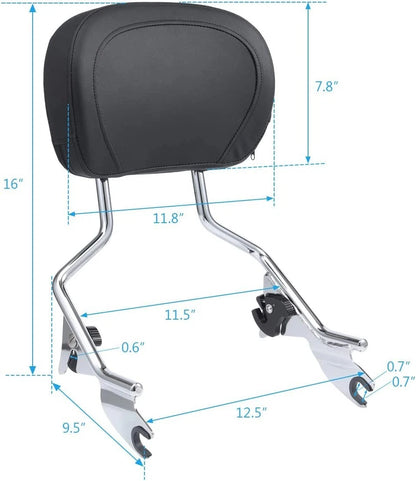 Chrome Sissy Bar Backrest for Harley Touring CVO Road Glide (2014-2023)