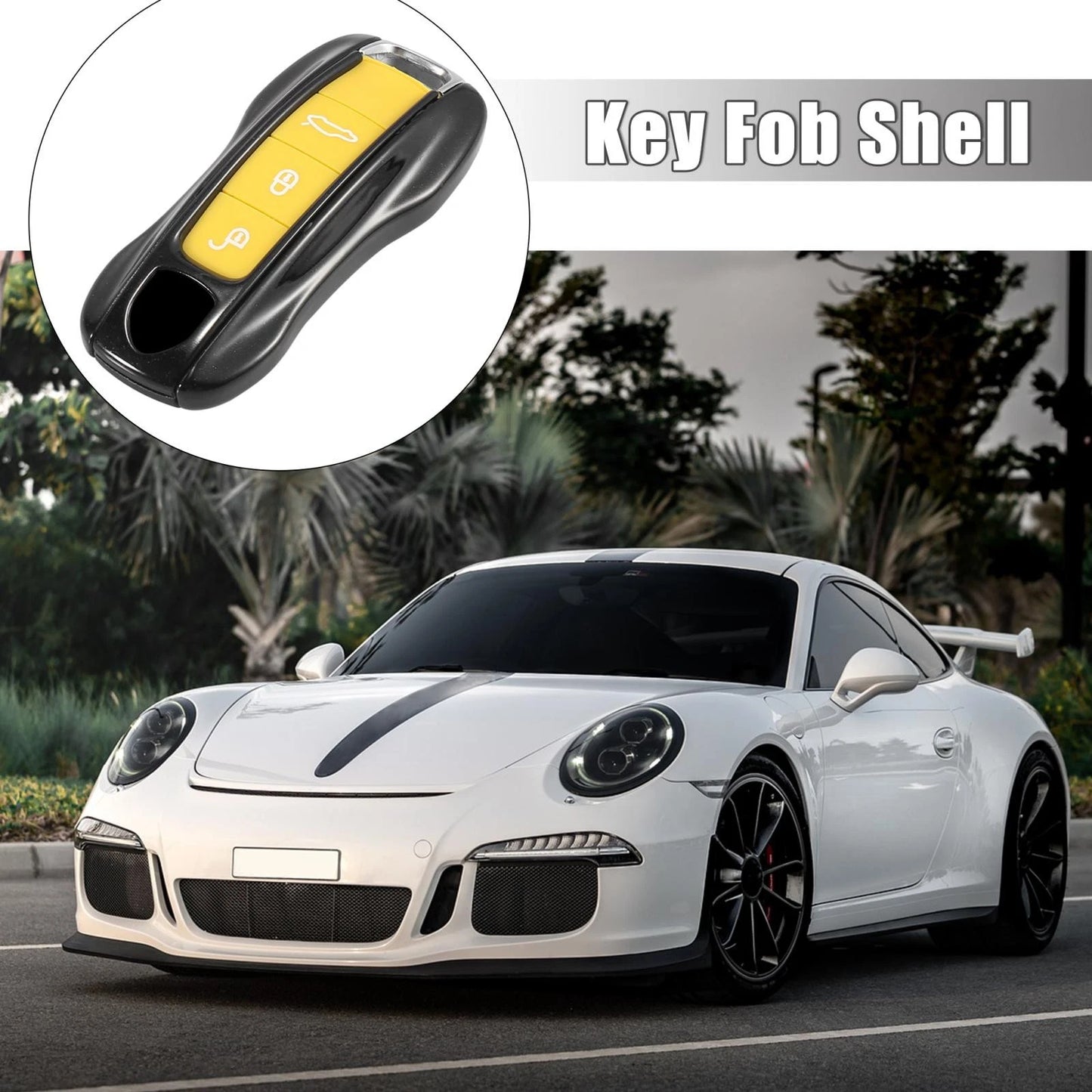 1x Black Painted Key Cover Fob Shell for Porsche Panamera Cayenne
