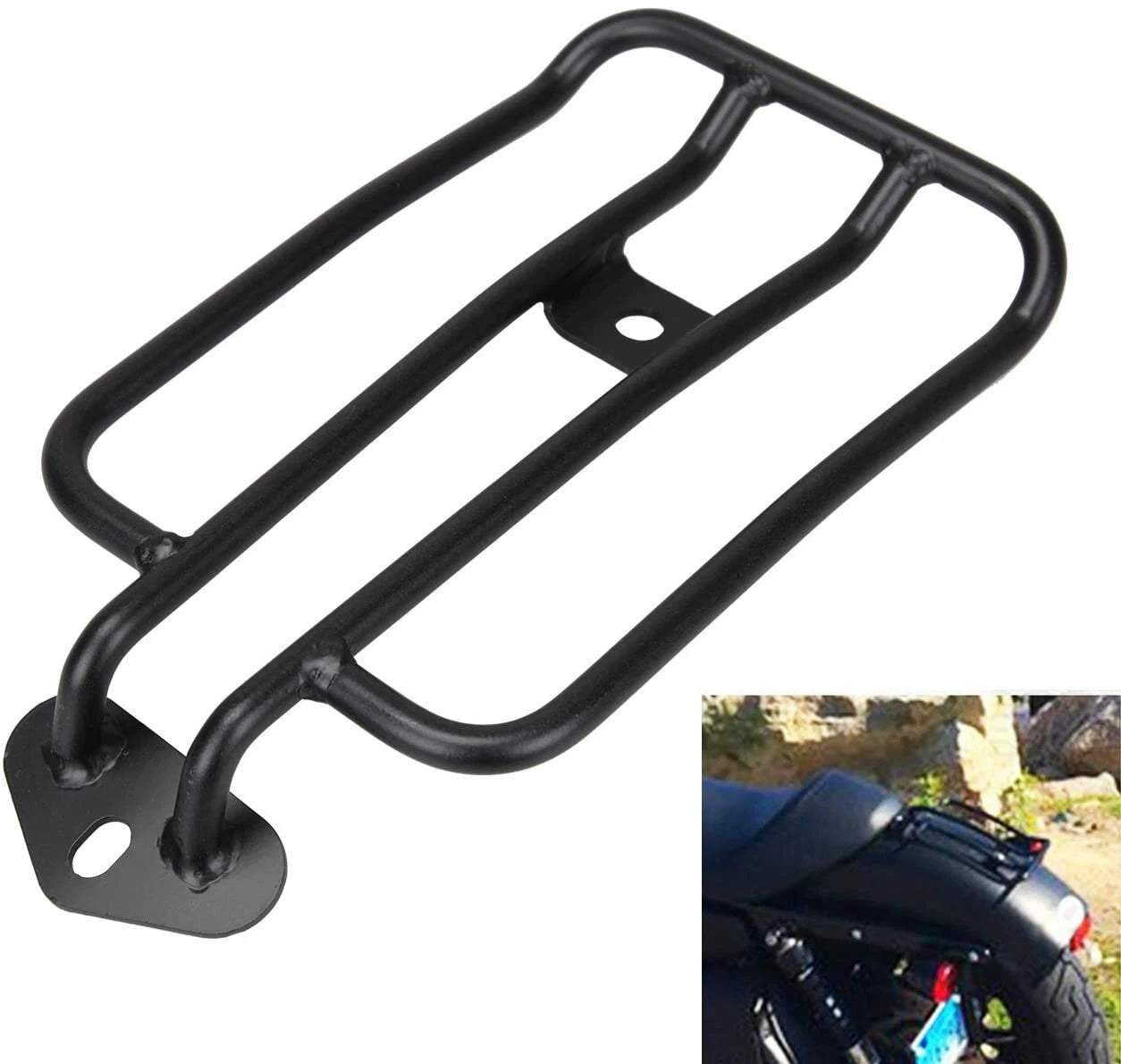 6" Black Solo Seat Luggage Rack for Harley Sportster XL883/1200 (2004-2023)