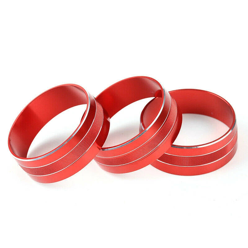 3 x Air Condition Button Switch Trim Ring for Jeep Wrangler JK (2011-2017) Red
