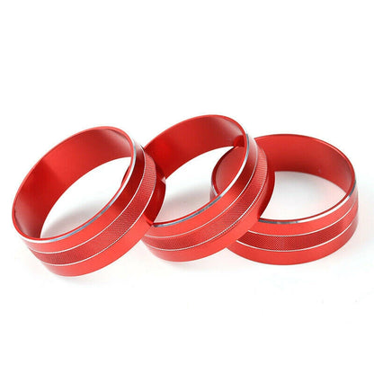 3 x Air Condition Button Switch Trim Ring for Jeep Wrangler JK (2011-2017) Red