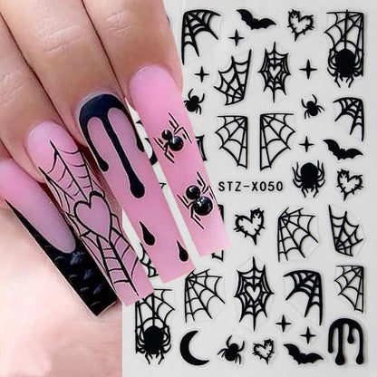 8 Sheets Halloween Nail Decals Self-Adhesive Art Stickers for Women