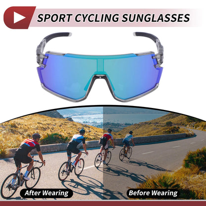 Motorcycle Riding Goggles Green Lens Gray Frame Cycling Sunglasses
