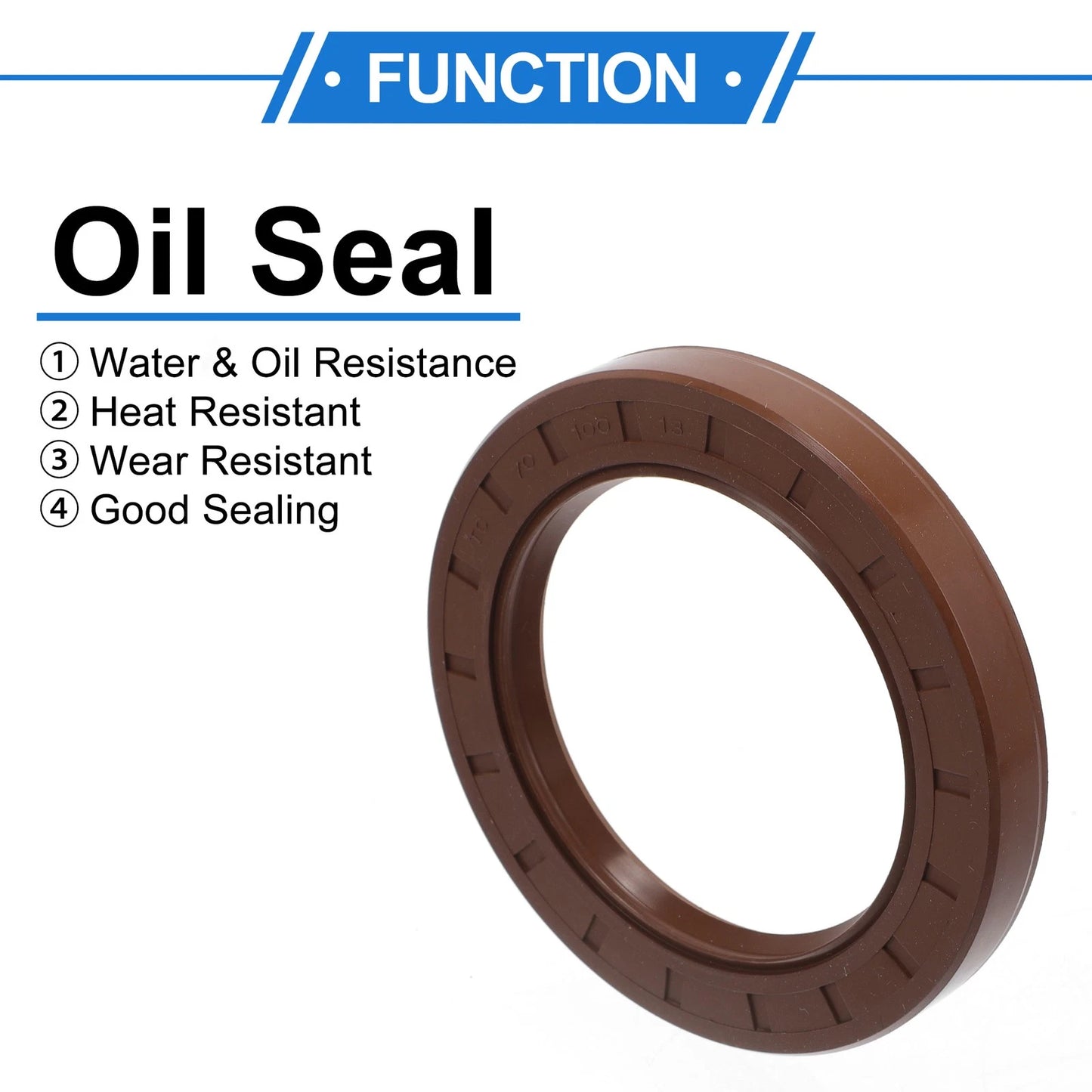 Oil Seal 70x100x13mm Seal Ring Rotary Shaft Seal FKM Rubber Brown 2 x for Car