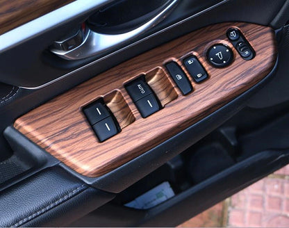 4 x Peach Wood Grain Window Control Switch Panel Trim for Honda CR-V (2017-2022)