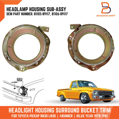 Headlight Housing Lamp Surround for Toyota Hilux Ute RN30 LN30 4Runner (1978-1983)