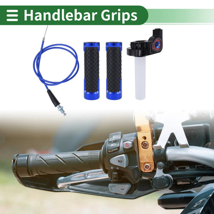 7/8" 22mm Hand Grips Covers Aluminum Alloy Rubber Blue for Motorcycle