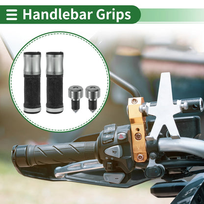 7/8" 22mm Hand Grips Cover Kit Rubber Titanium Tone for Motorcycle