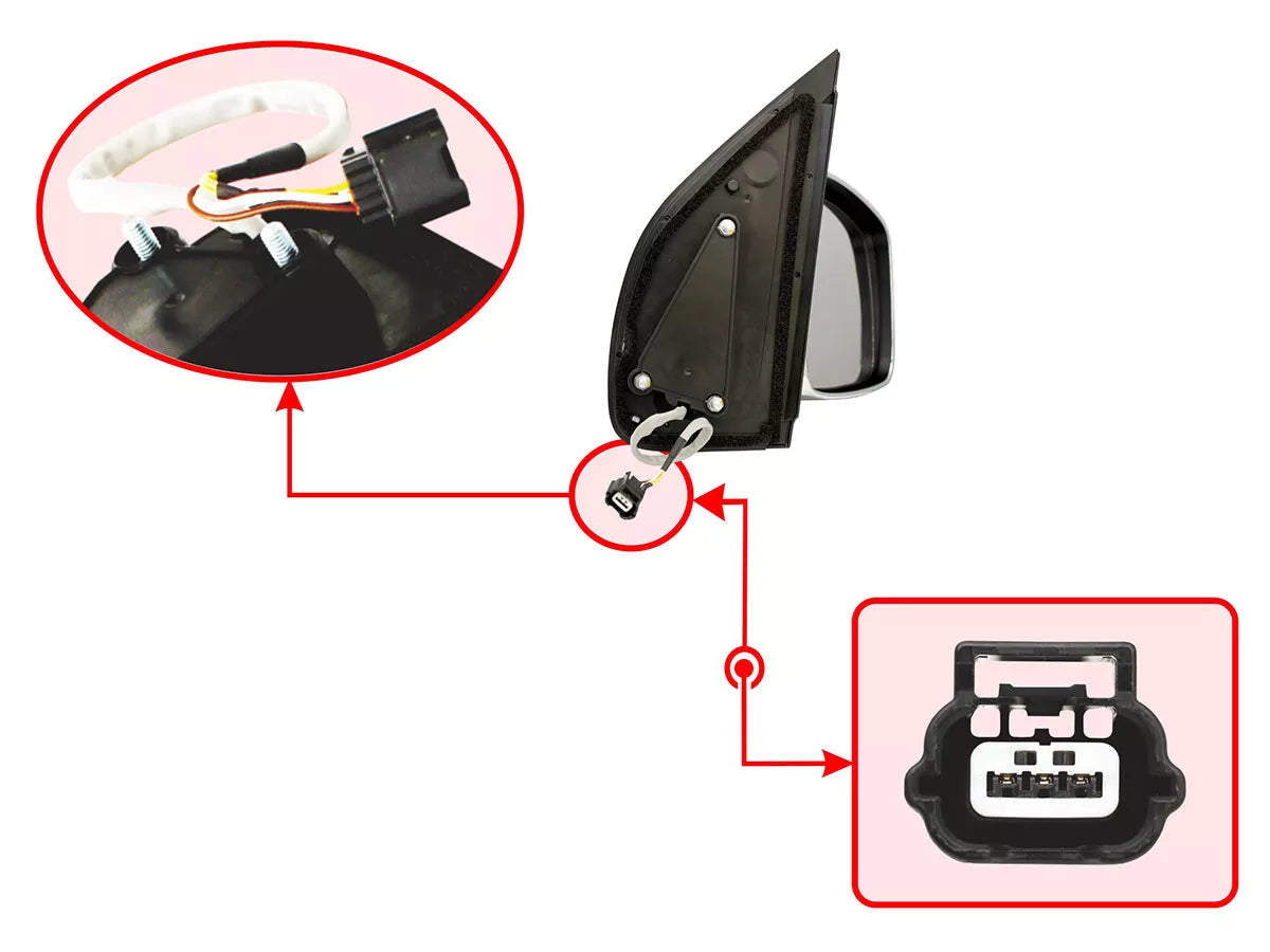 Chrome Side Mirror (3 Wires) for Nissan Navara D40 (2005-2014)