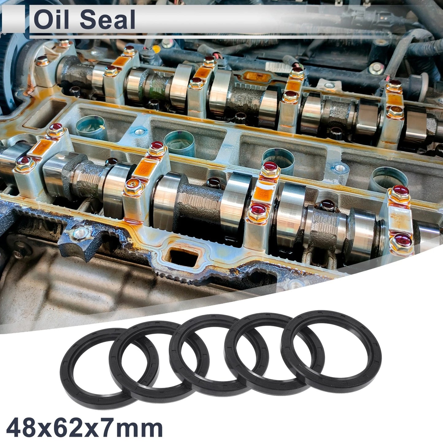 Oil Seal 48x62x7mm 5 Pcs Seal Ring Rotary Shaft Seal NBR Rubber for Auto