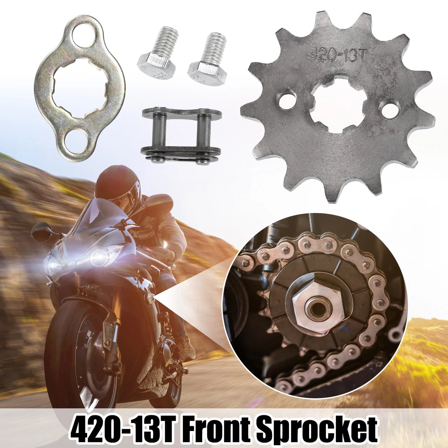 Set 420 13T 17mm Motorcycle Front Engine Sprocket for Dirt Bike Mini Bike