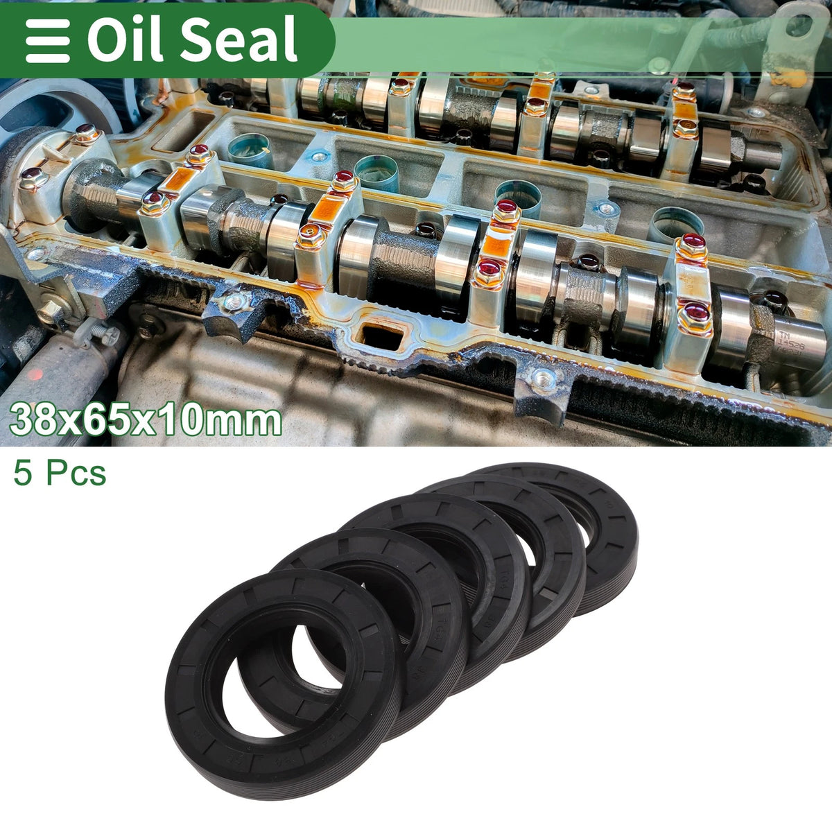 Oil Seal NBR Rubber 38x65x10mm 5 Pcs