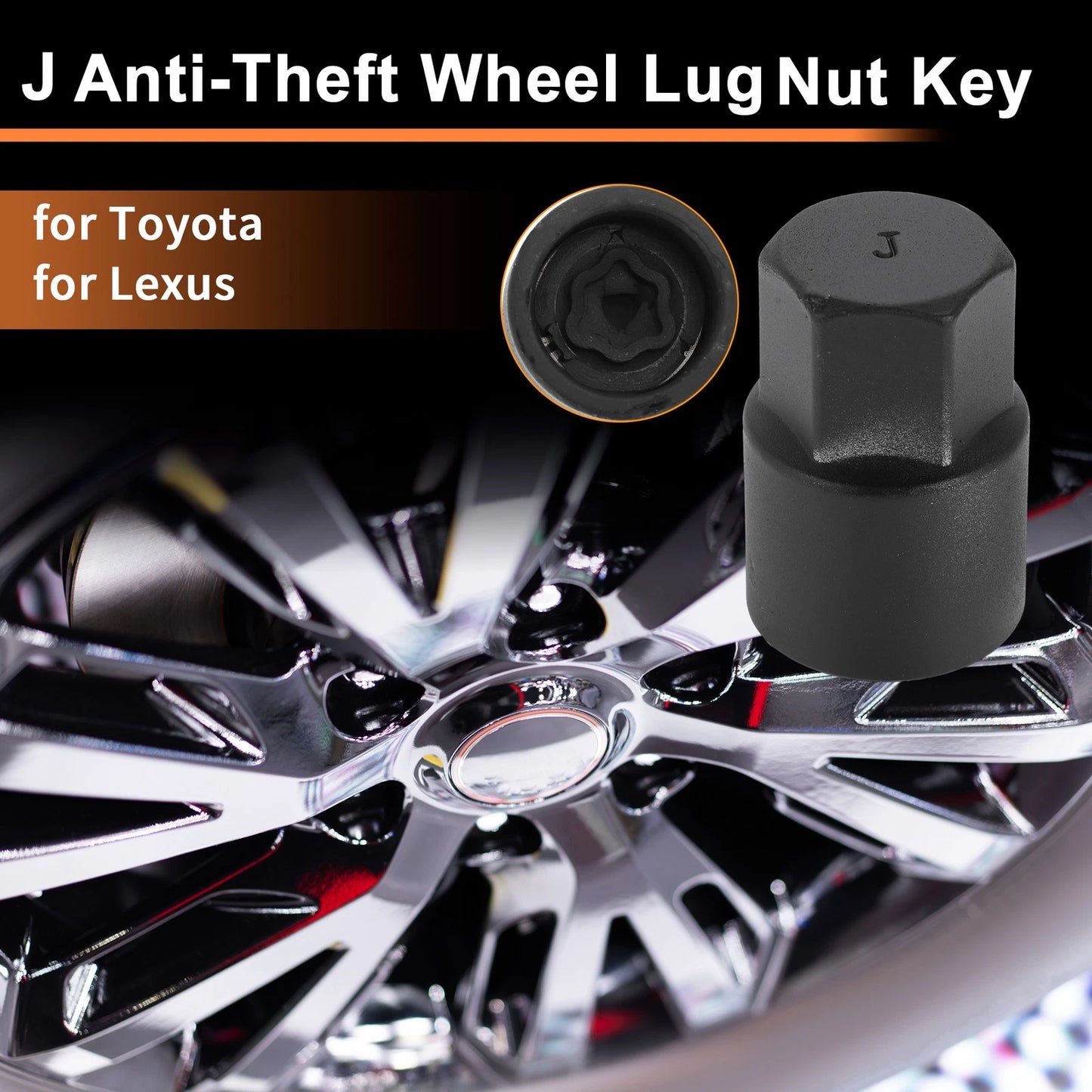 J Wheel Lock Lug Nut Locking Nut Key Socket Removal Tool for Toyota/Lexus