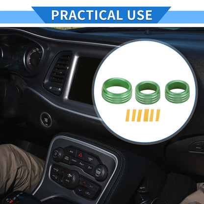 Tune Switch Knob Cover Ring 3 Pcs Green for Dodge Challenger (2015-2019)
